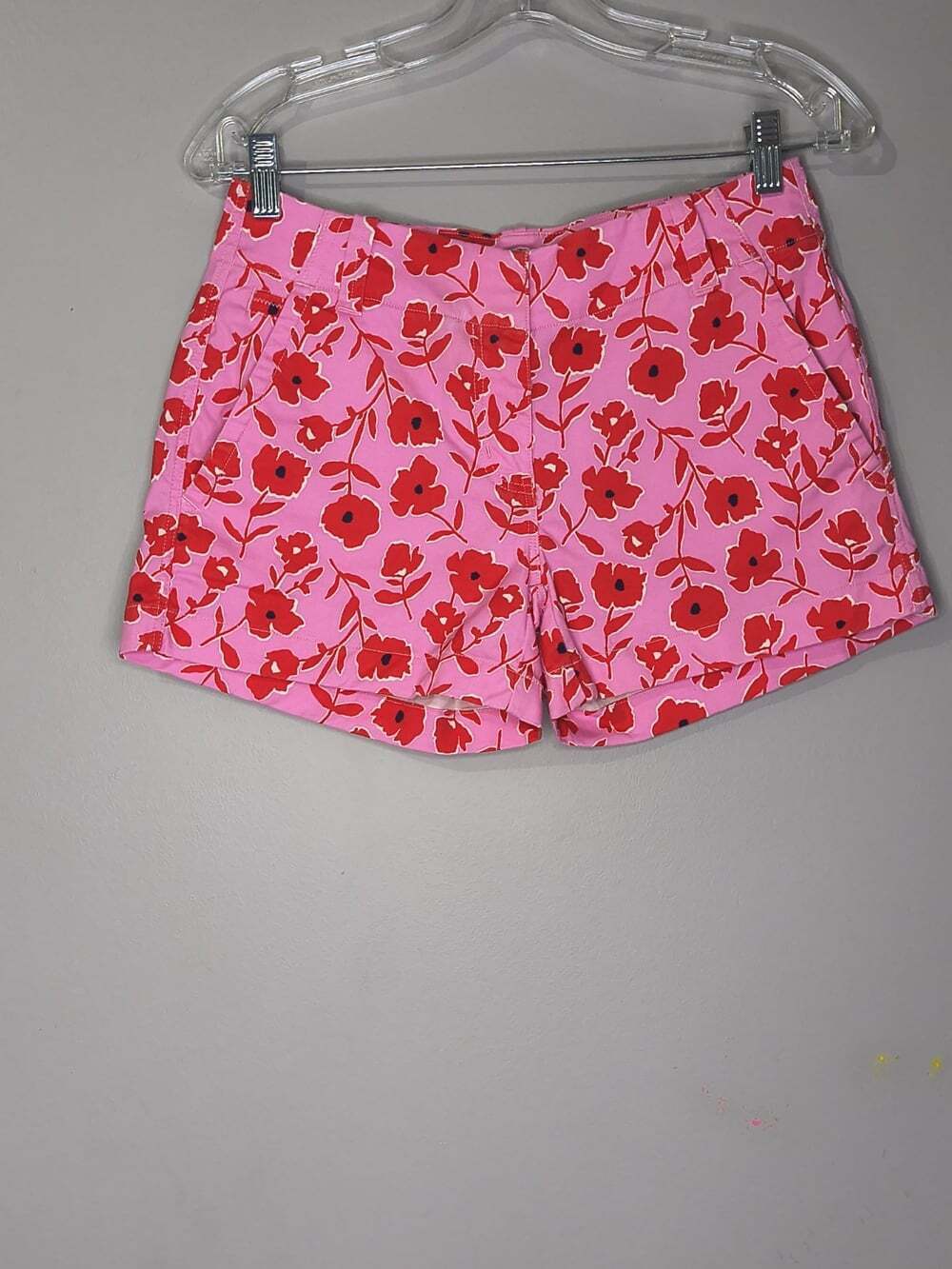 Vineyard Vines Floral Cotton Print Shorts Size 00 Red Poppy Pattern